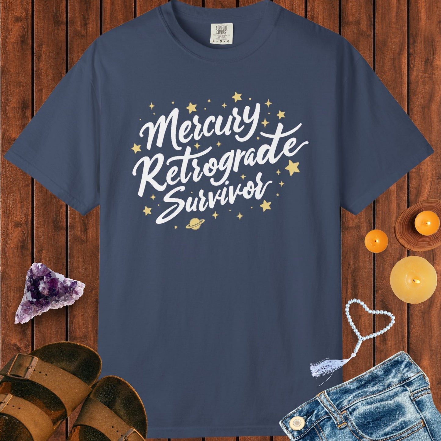 Mercury Retrograde Survivor, With Stars T-shirt