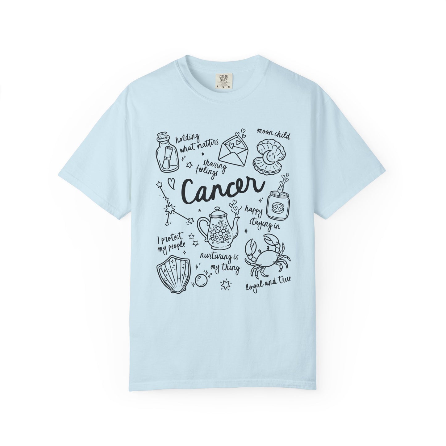 Cancer Whimsical Doodle Zodiac Sign T-shirt