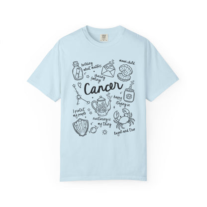 Cancer Whimsical Doodle Zodiac Sign T-shirt