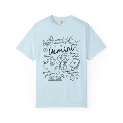 Gemini Whimsical Doodle Zodiac Sign T-shirt