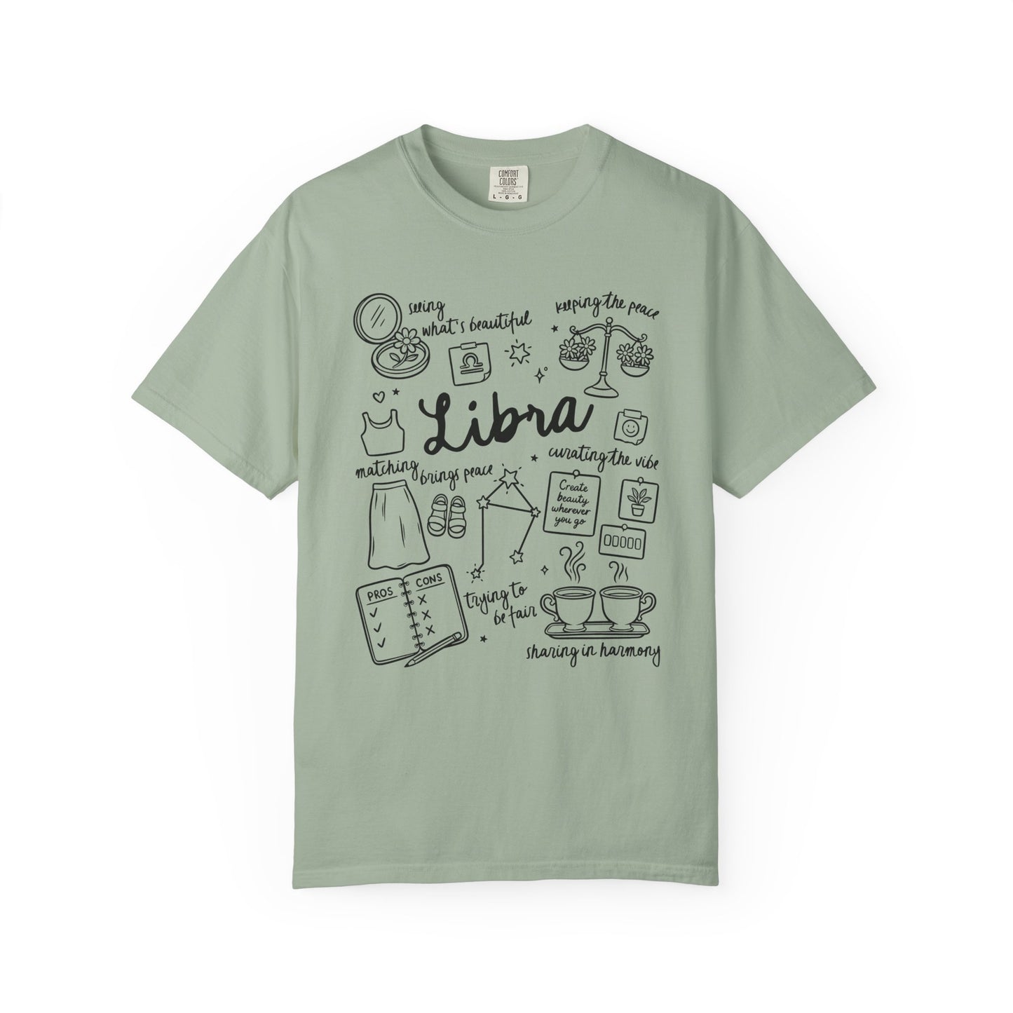 Libra Whimsical Doodle Zodiac Sign T-shirt