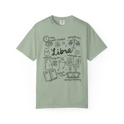Libra Whimsical Doodle Zodiac Sign T-shirt