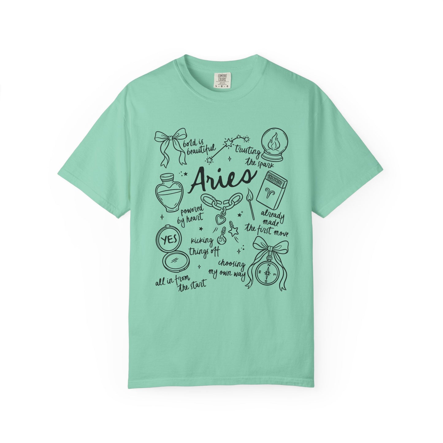 Aries Whimsical Doodle Zodiac Sign T-shirt