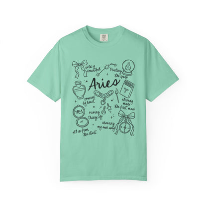 Aries Whimsical Doodle Zodiac Sign T-shirt