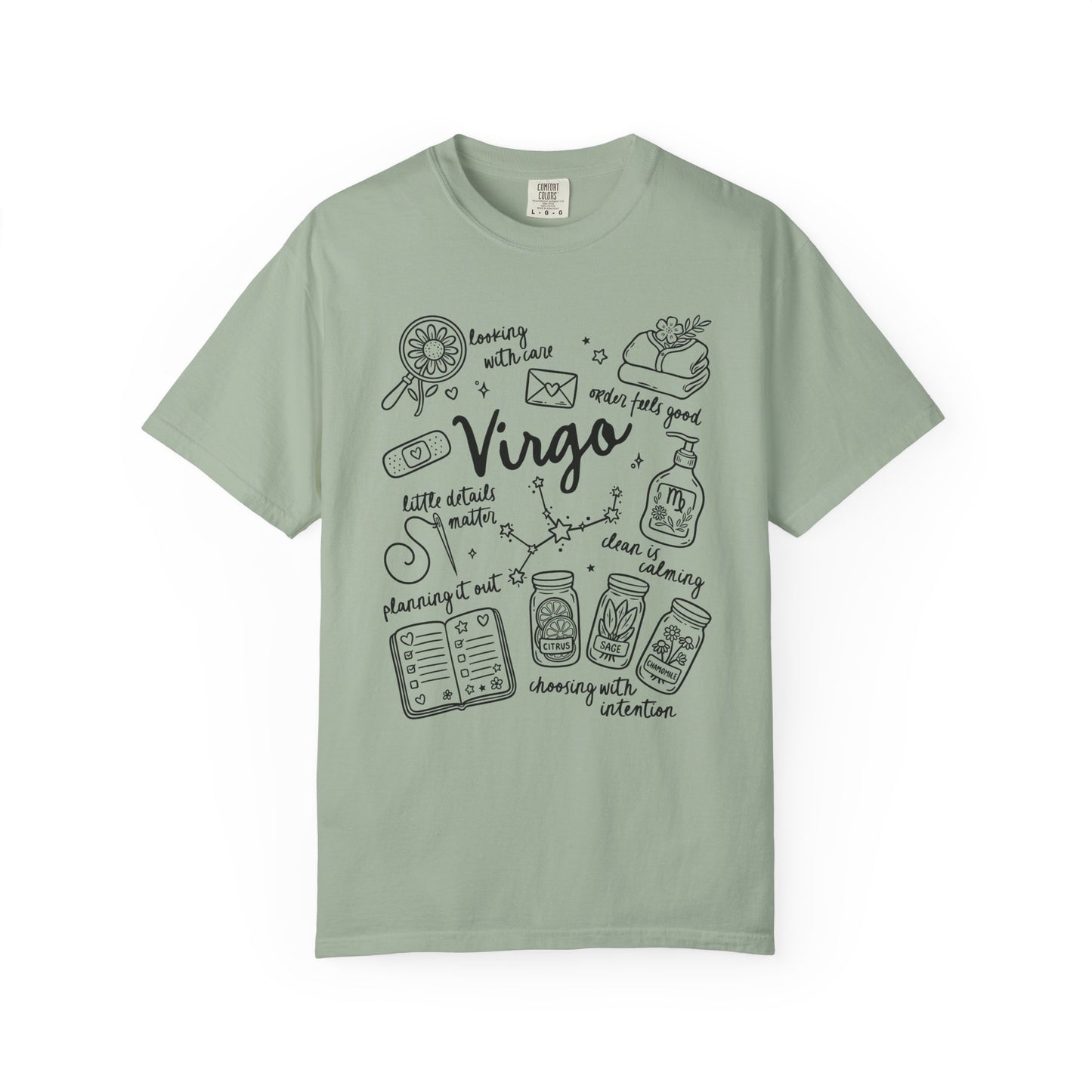 Virgo Whimsical Doodle Zodiac Sign T-shirt