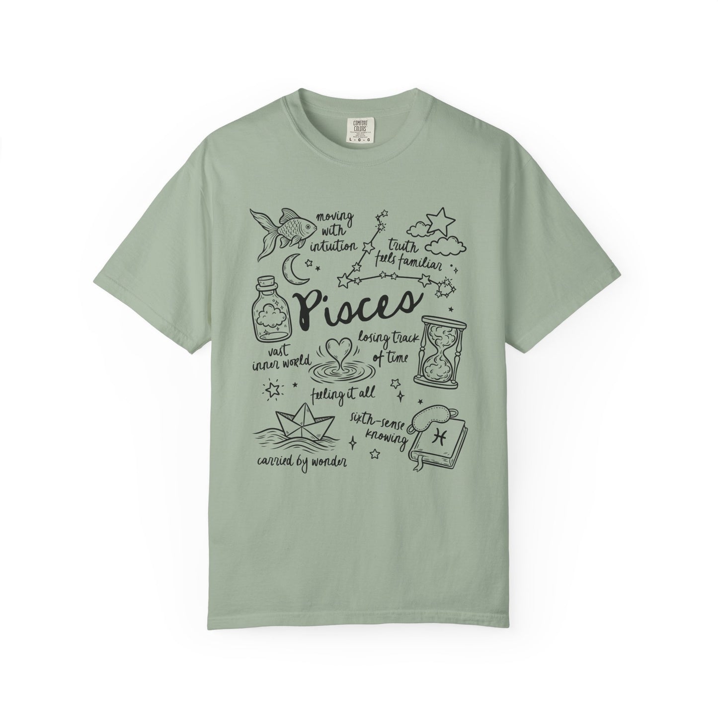 Pisces Whimsical Doodle Zodiac Sign T-shirt