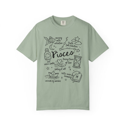 Pisces Whimsical Doodle Zodiac Sign T-shirt