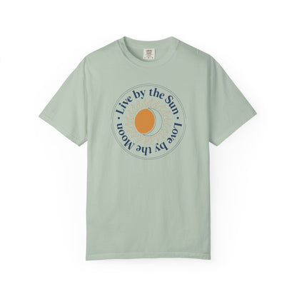 Live By The Sun Love By The Moon, Blue Letters T-shirt