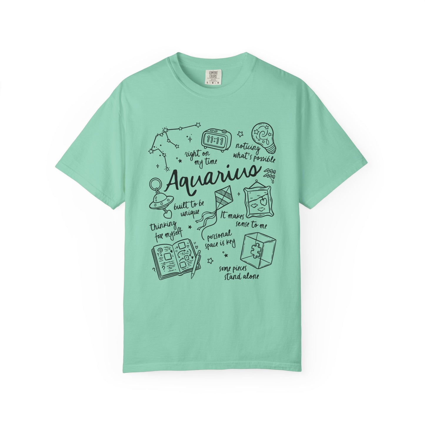 Aquarius Whimsical Doodle Zodiac Sign T-shirt