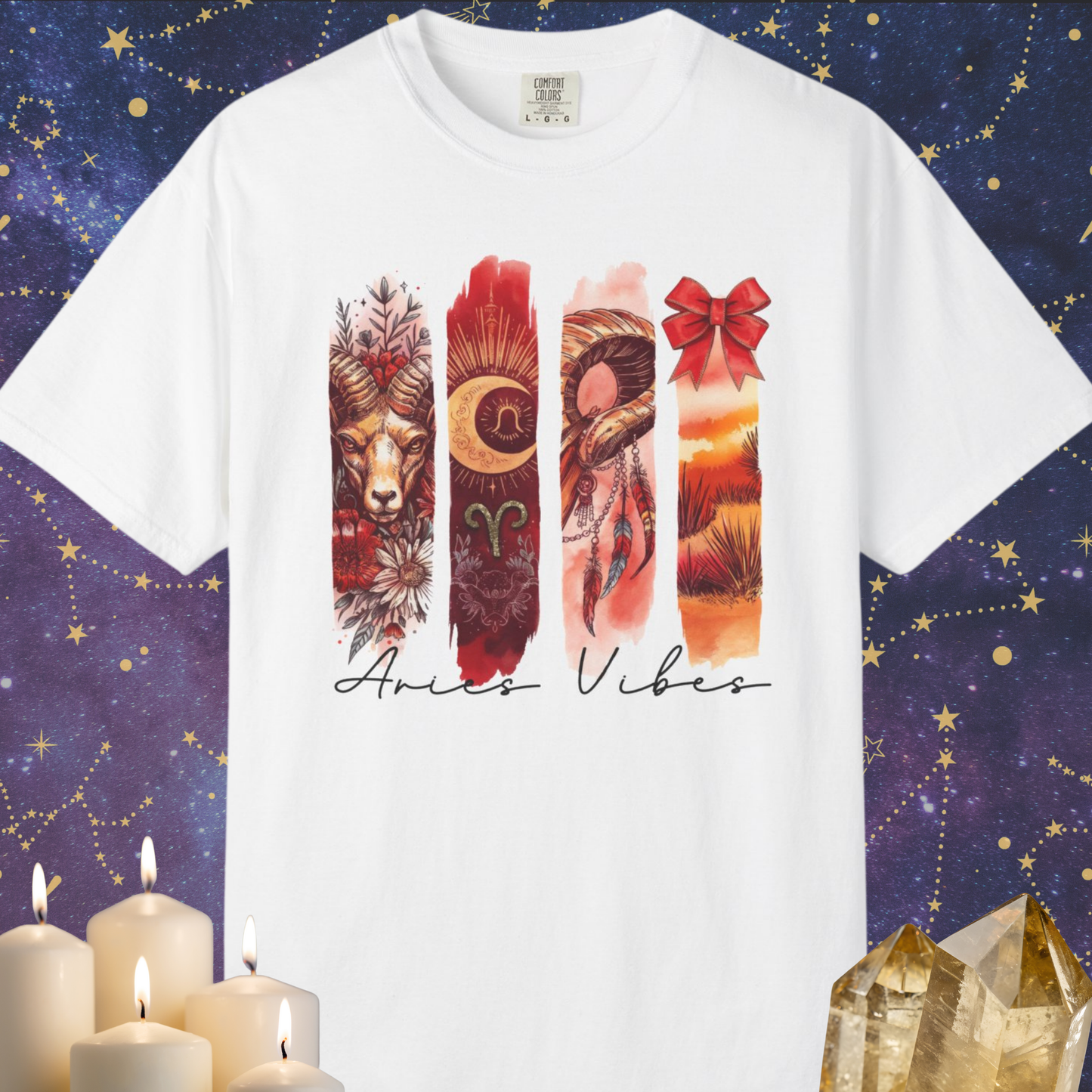 Aries Boho Watercolor Zodiac Sign T-shirt