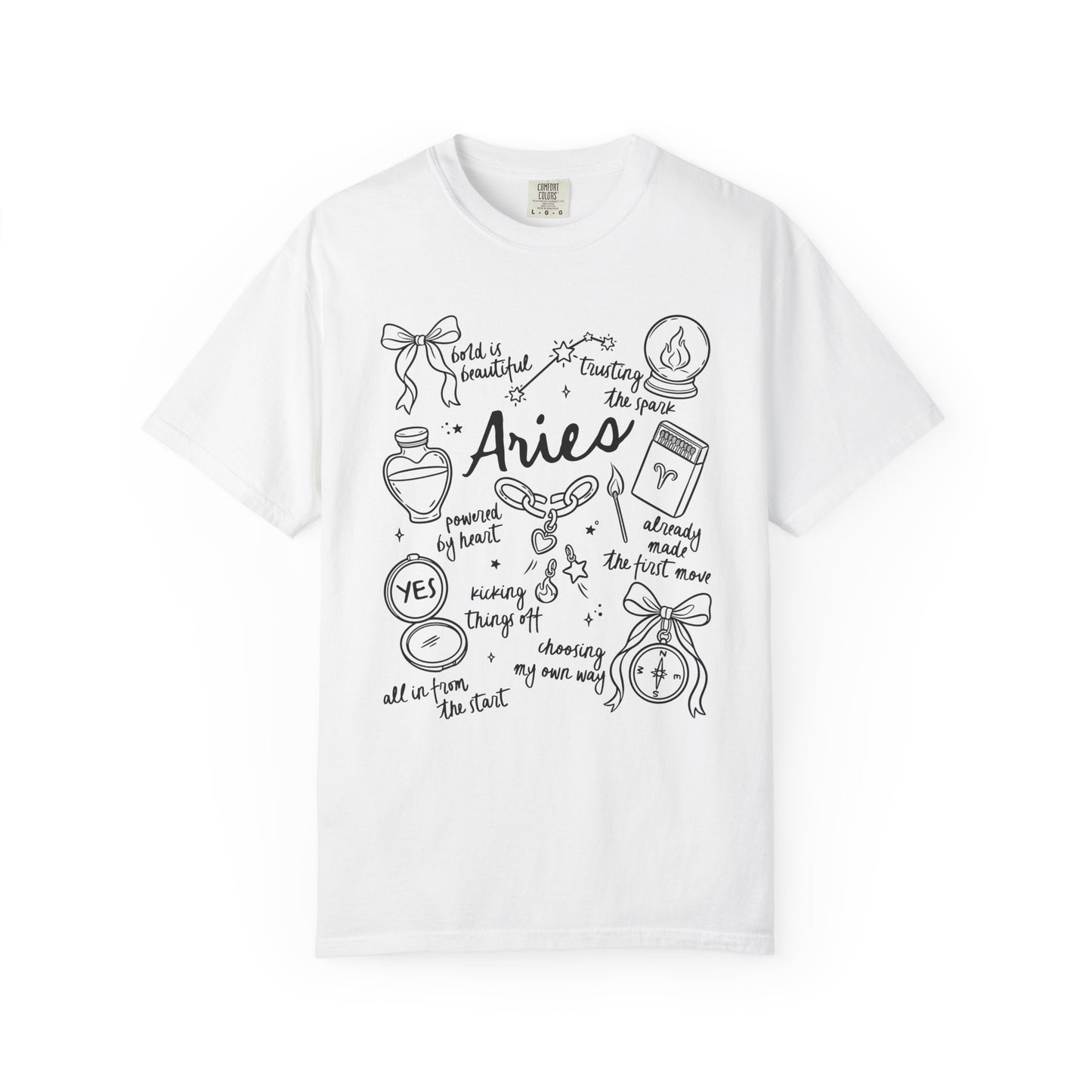 Aries Whimsical Doodle Zodiac Sign T-shirt