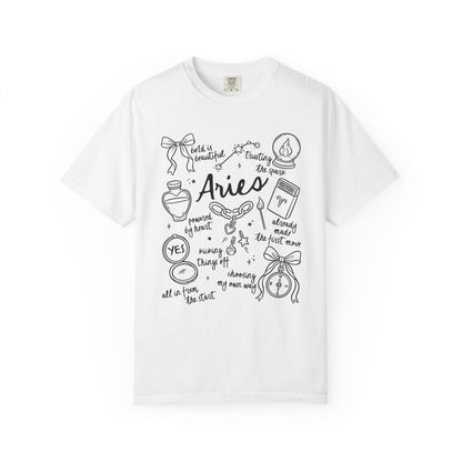 Aries Whimsical Doodle Zodiac Sign T-shirt