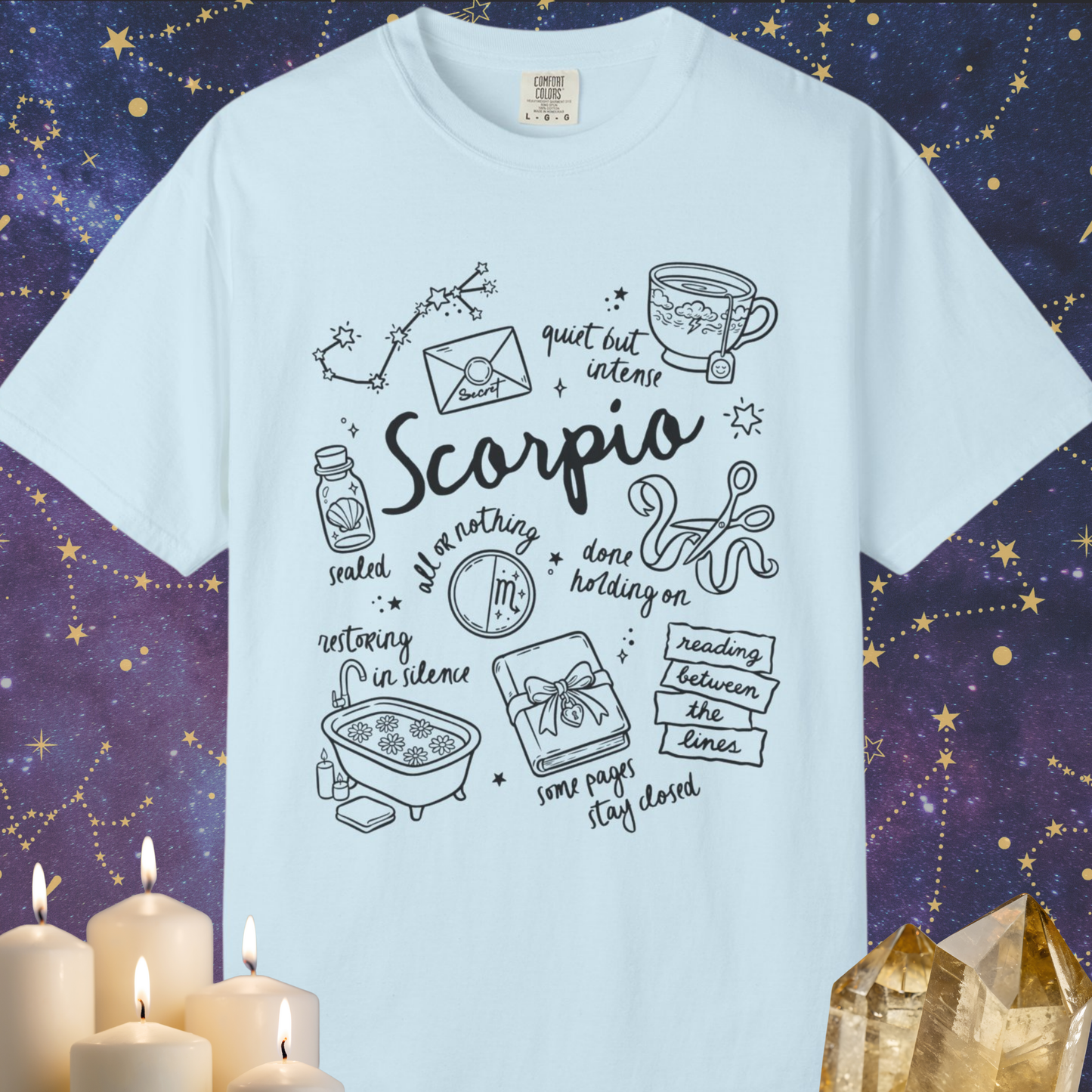 Scorpio Whimsical Doodle Zodiac Sign T-shirt