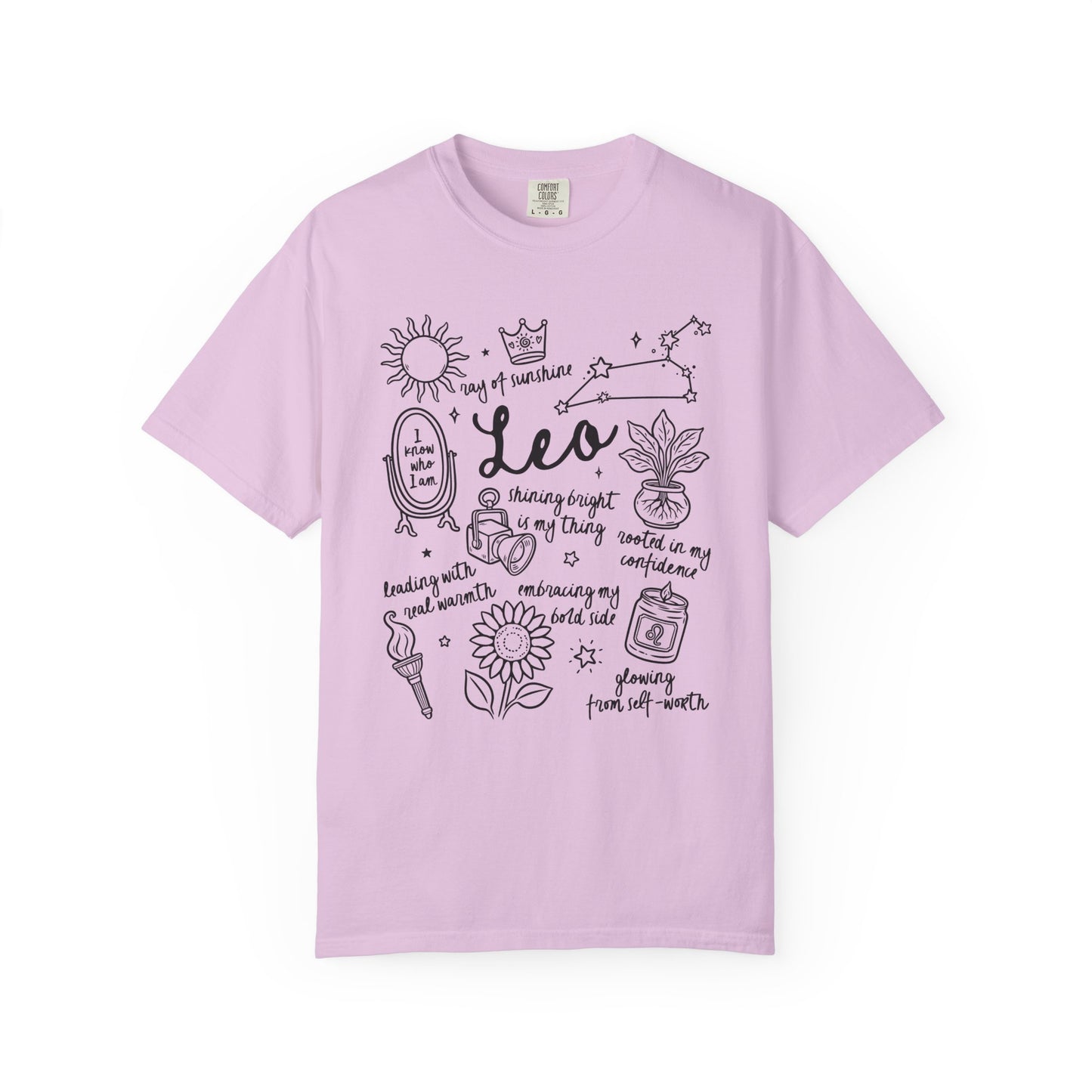 Leo Whimsical Doodle Zodiac Sign T-shirt