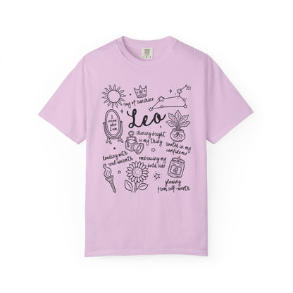 Leo Whimsical Doodle Zodiac Sign T-shirt