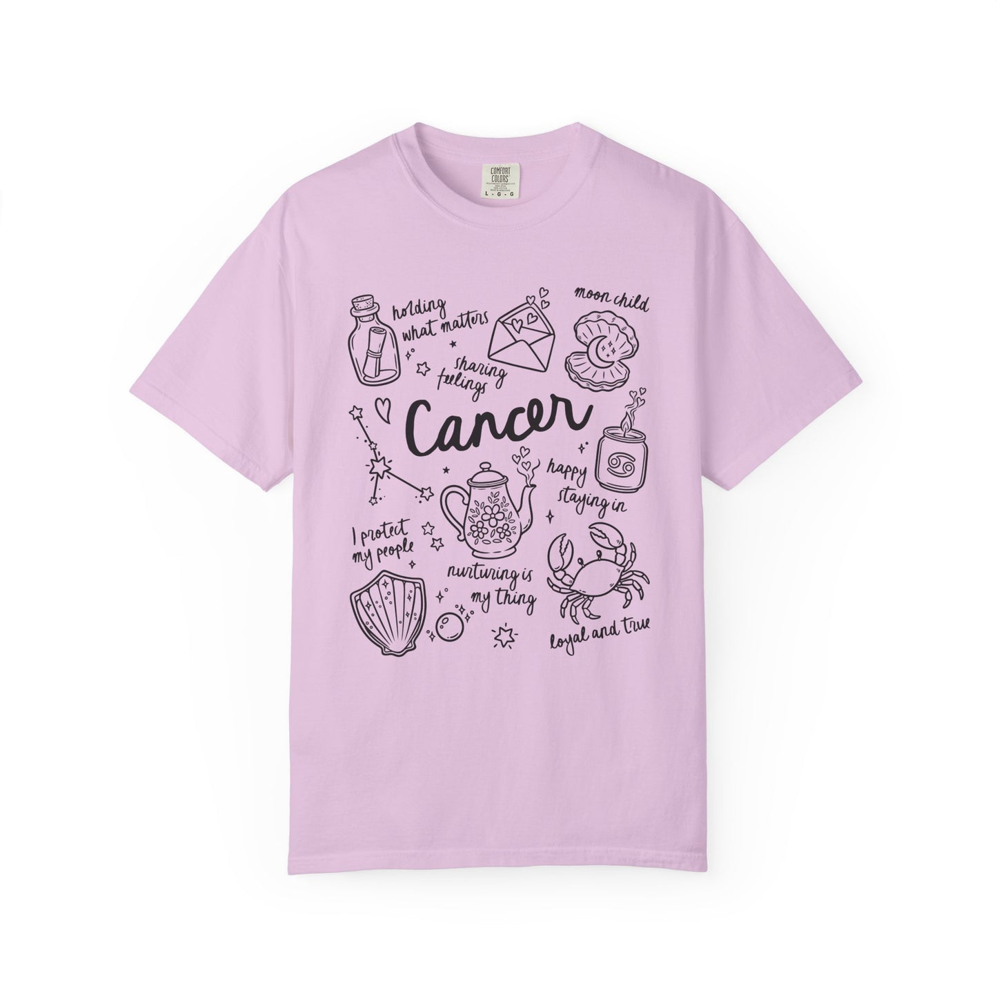 Cancer Whimsical Doodle Zodiac Sign T-shirt