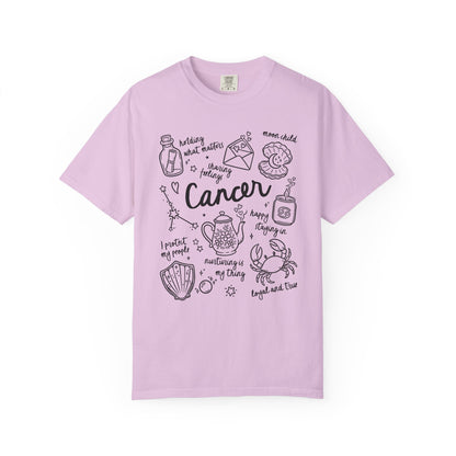 Cancer Whimsical Doodle Zodiac Sign T-shirt