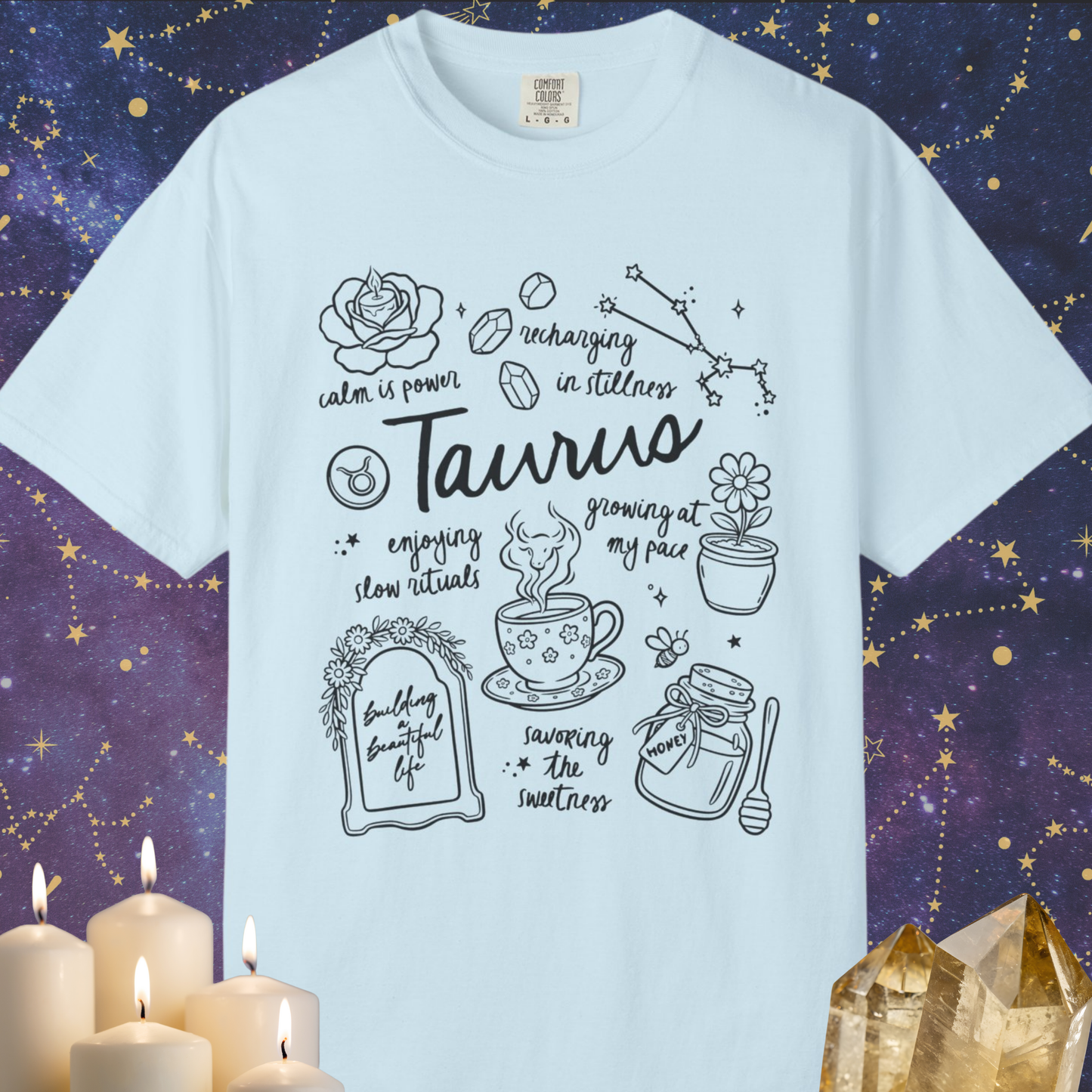Taurus Whimsical Doodle Zodiac Sign T-shirt