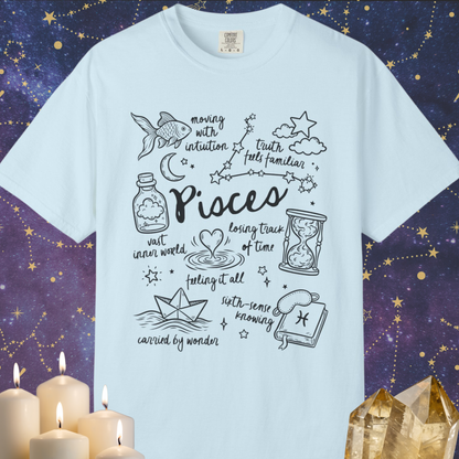 Pisces Whimsical Doodle Zodiac Sign T-shirt
