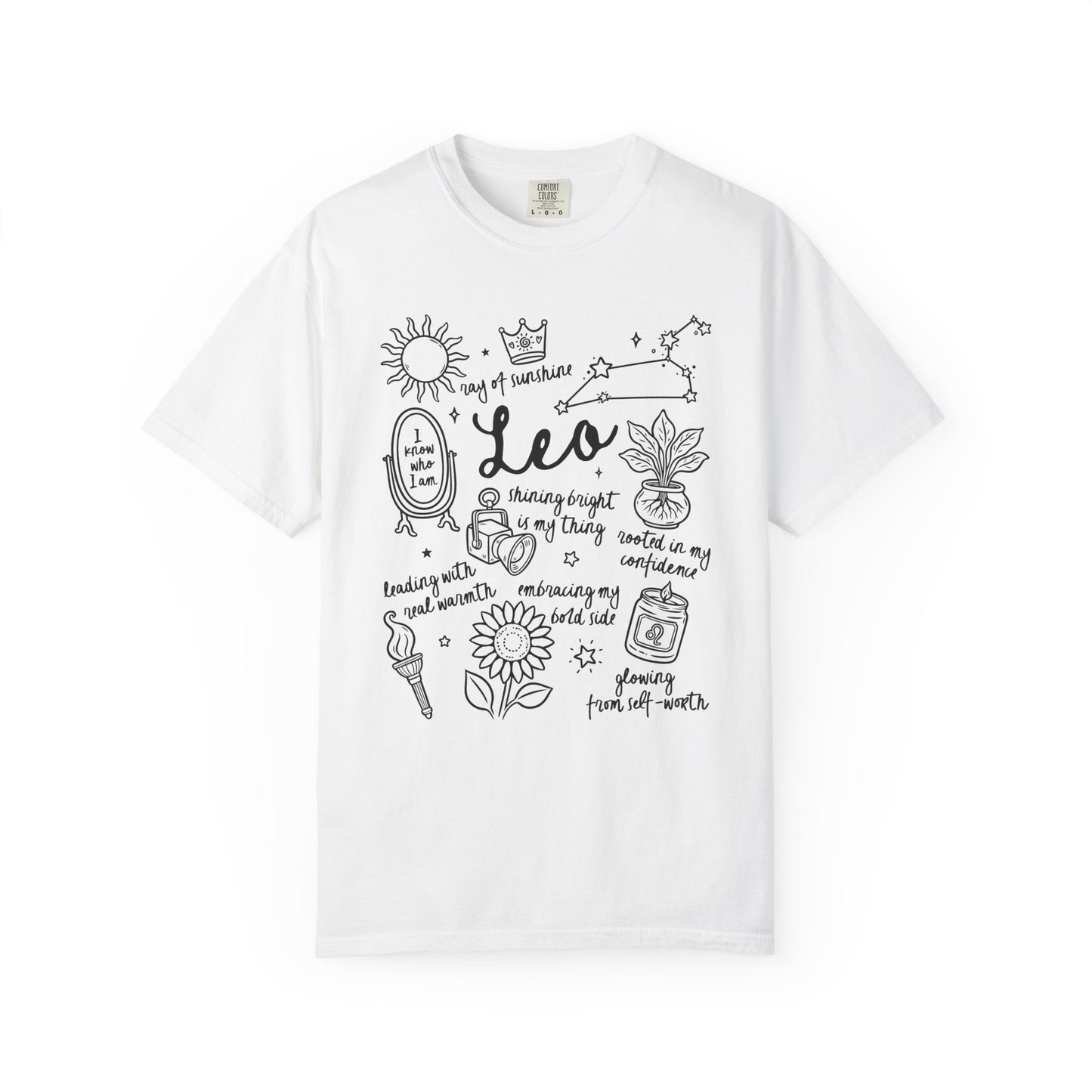 Leo Whimsical Doodle Zodiac Sign T-shirt