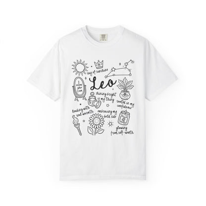 Leo Whimsical Doodle Zodiac Sign T-shirt