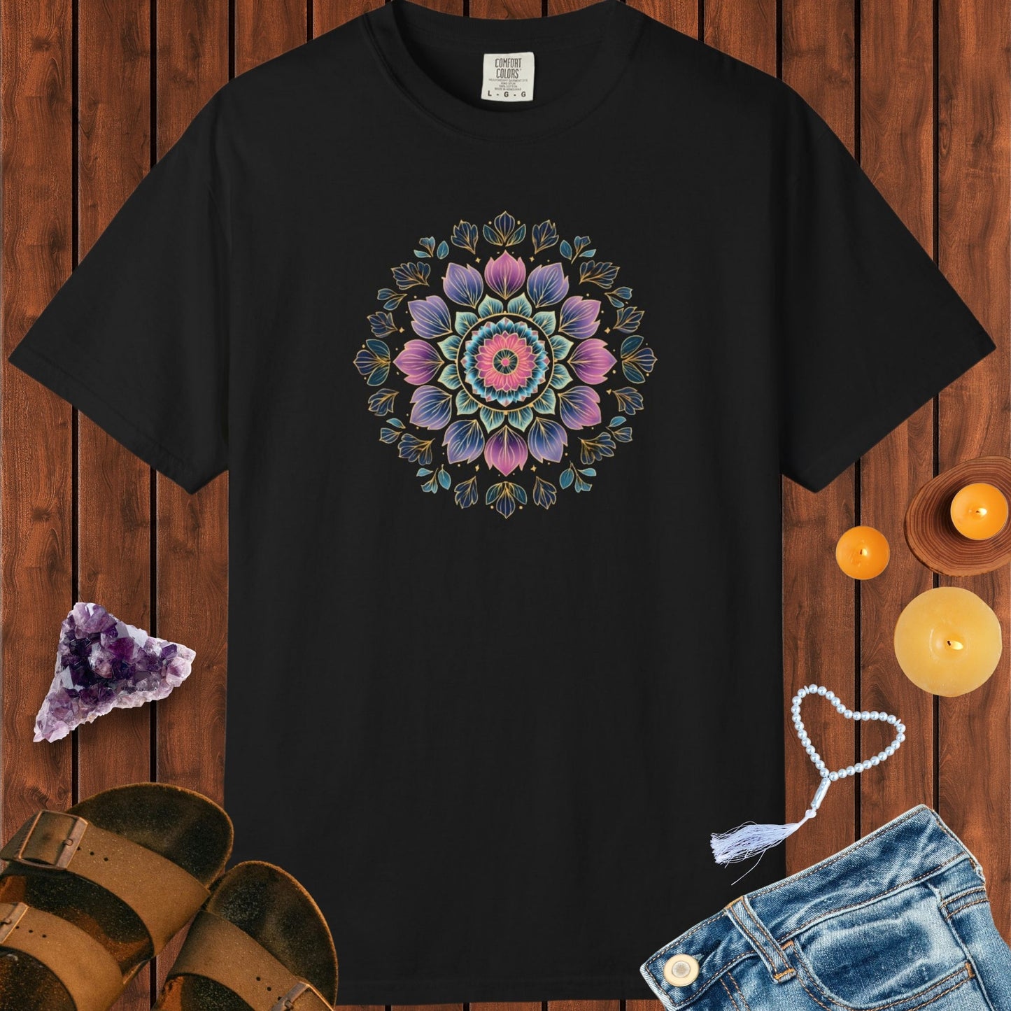 Pink and Purple Leaf Mandala T-shirt