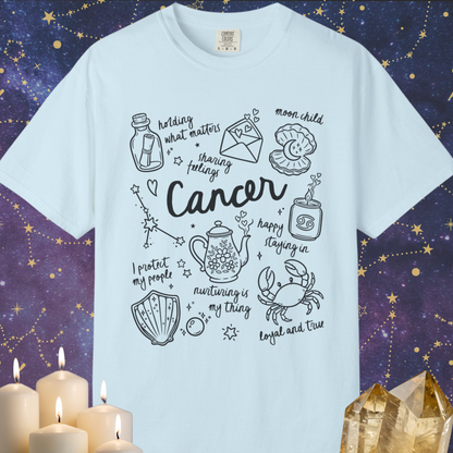 Cancer Whimsical Doodle Zodiac Sign T-shirt