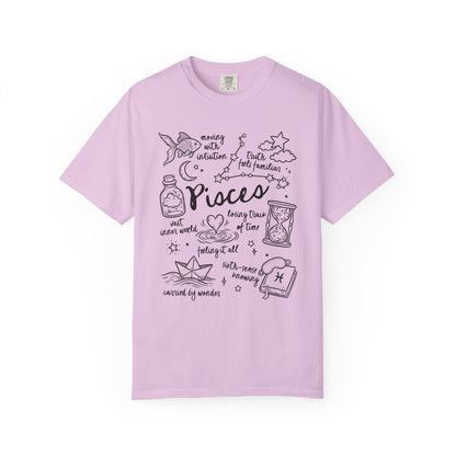 Pisces Whimsical Doodle Zodiac Sign T-shirt