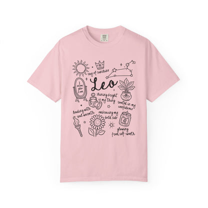 Leo Whimsical Doodle Zodiac Sign T-shirt