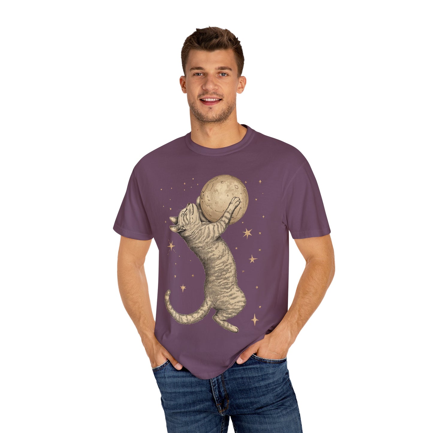 Cat Hugging The Moon T-shirt