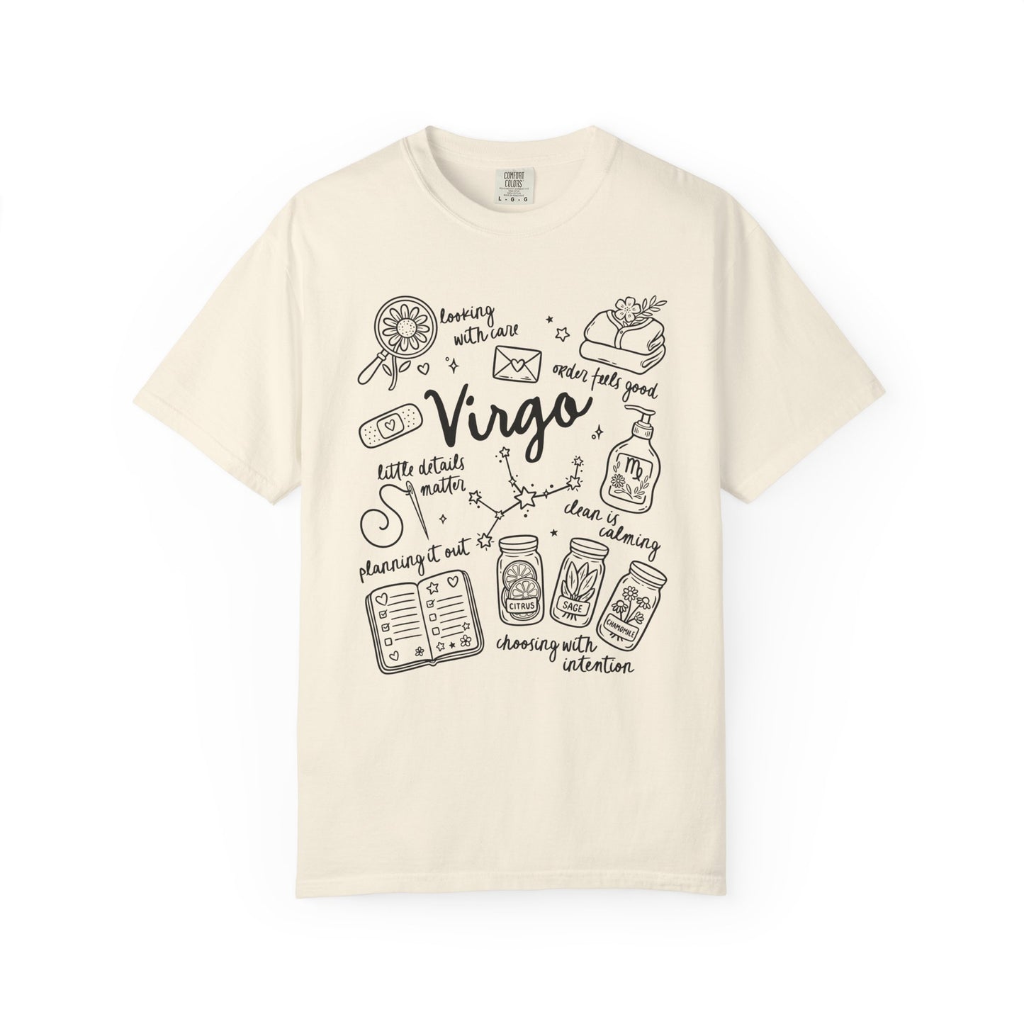 Virgo Whimsical Doodle Zodiac Sign T-shirt