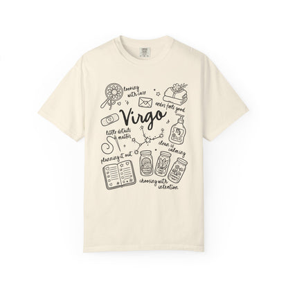 Virgo Whimsical Doodle Zodiac Sign T-shirt