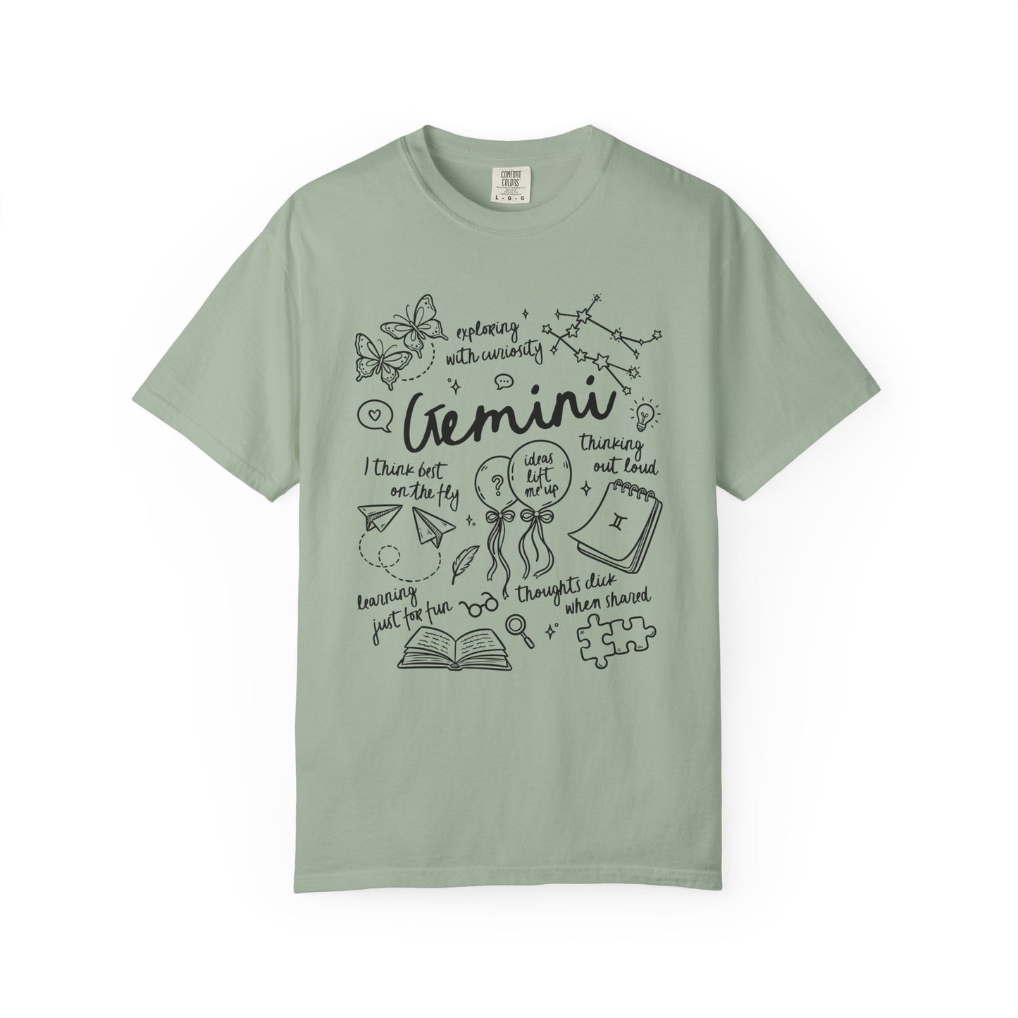 Gemini Whimsical Doodle Zodiac Sign T-shirt