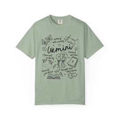 Gemini Whimsical Doodle Zodiac Sign T-shirt