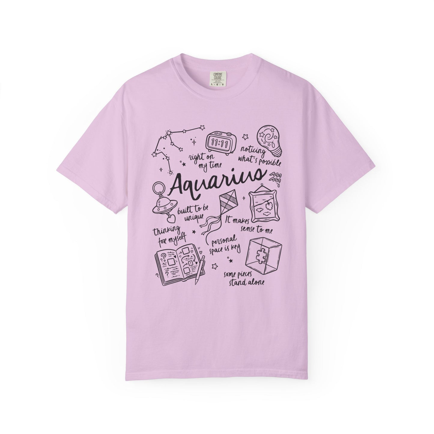 Aquarius Whimsical Doodle Zodiac Sign T-shirt