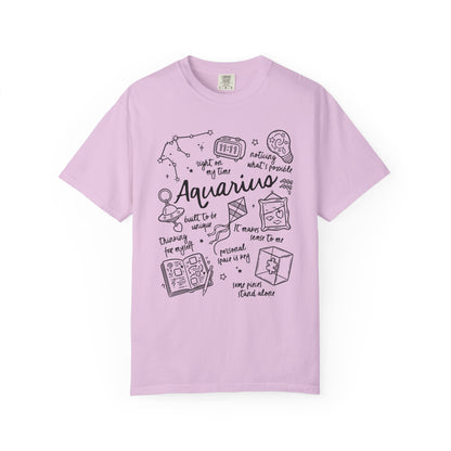 Aquarius Whimsical Doodle Zodiac Sign T-shirt