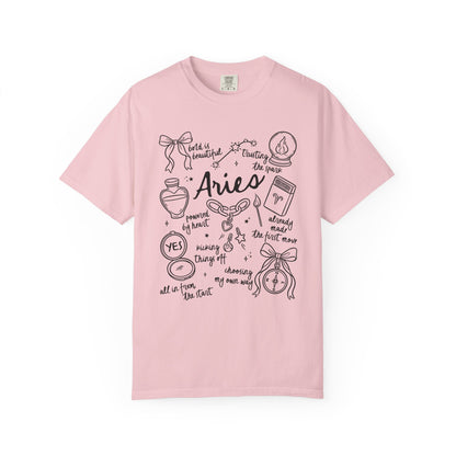 Aries Whimsical Doodle Zodiac Sign T-shirt