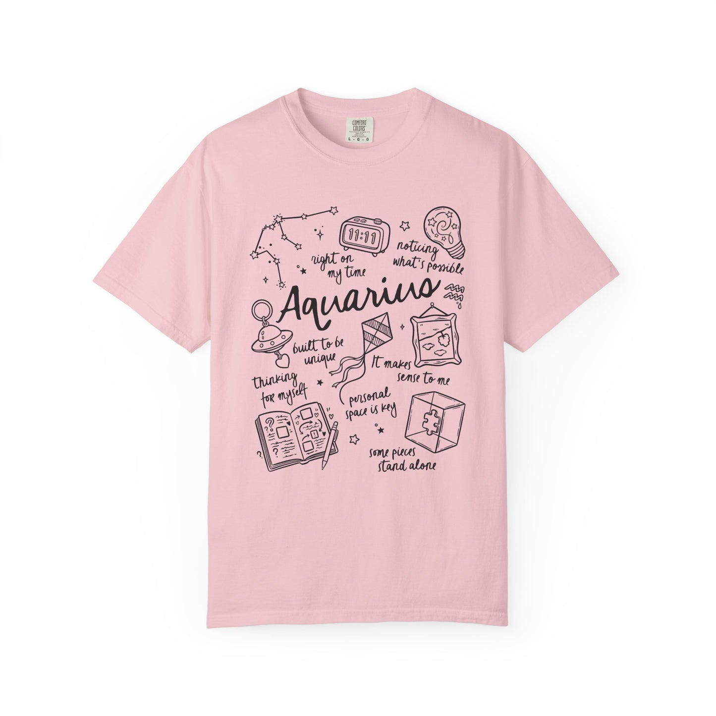 Aquarius Whimsical Doodle Zodiac Sign T-shirt