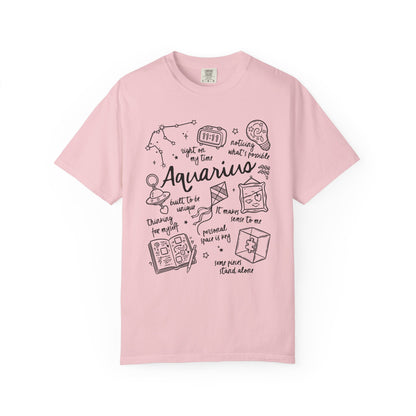 Aquarius Whimsical Doodle Zodiac Sign T-shirt