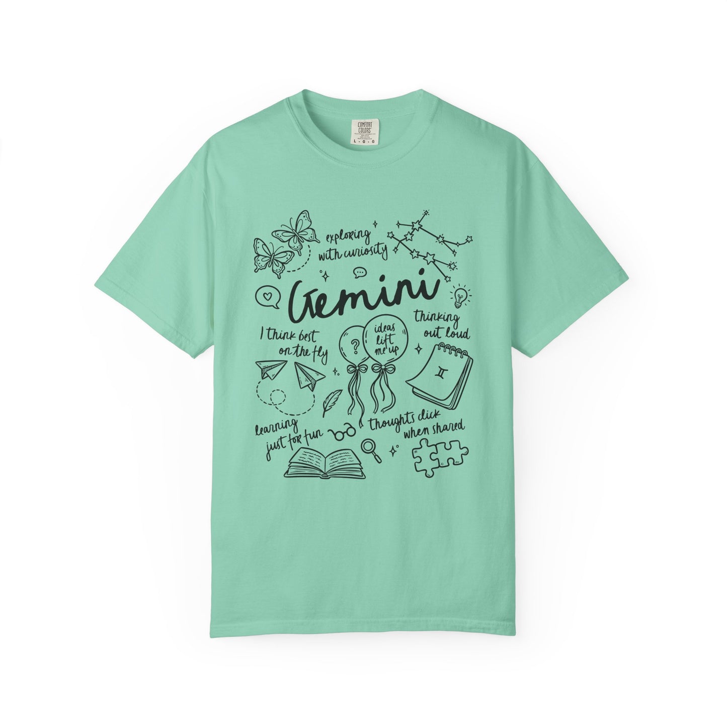 Gemini Whimsical Doodle Zodiac Sign T-shirt