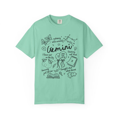 Gemini Whimsical Doodle Zodiac Sign T-shirt