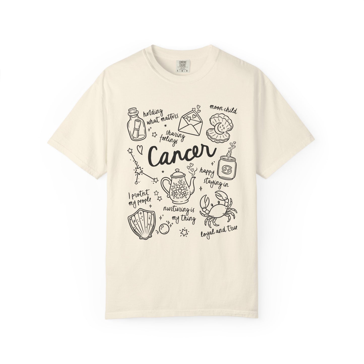 Cancer Whimsical Doodle Zodiac Sign T-shirt