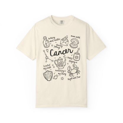Cancer Whimsical Doodle Zodiac Sign T-shirt