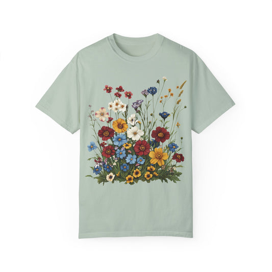 Colorful Flowers and Grass T-shirt