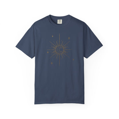 Gold Crescent Moon With Stars T-shirt