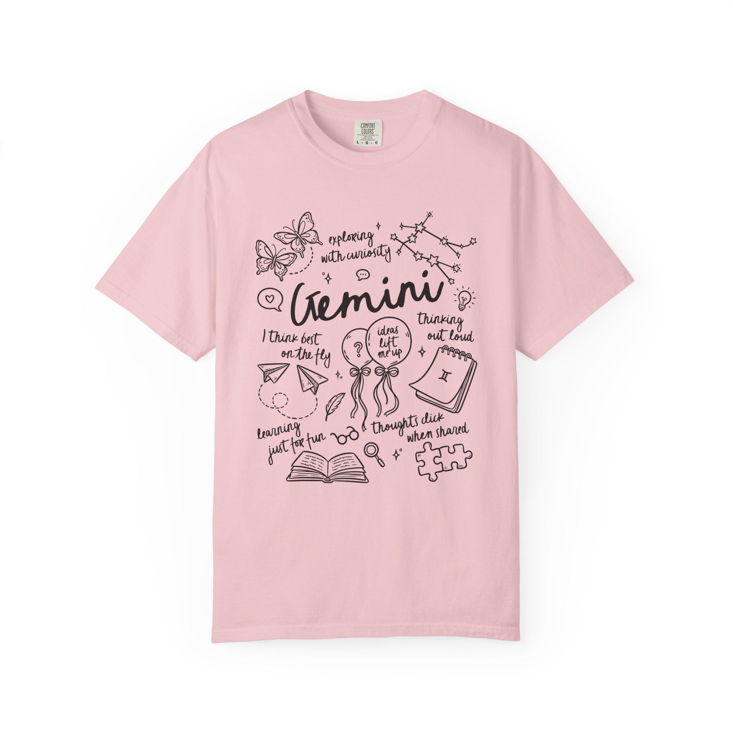 Gemini Whimsical Doodle Zodiac Sign T-shirt