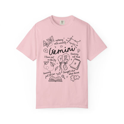 Gemini Whimsical Doodle Zodiac Sign T-shirt