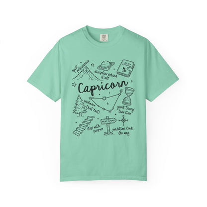Capricorn Whimsical Doodle Zodiac Sign T-shirt