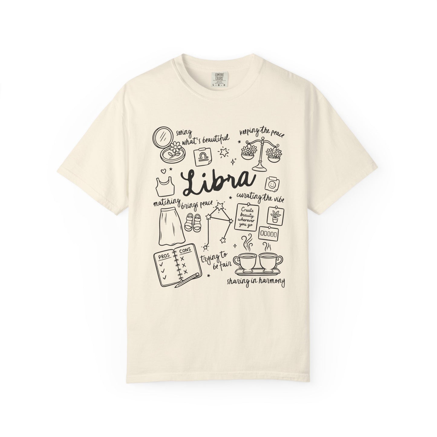 Libra Whimsical Doodle Zodiac Sign T-shirt