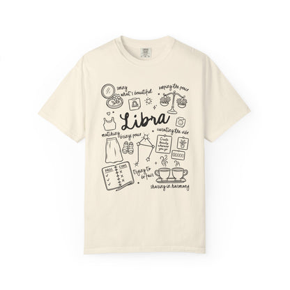 Libra Whimsical Doodle Zodiac Sign T-shirt